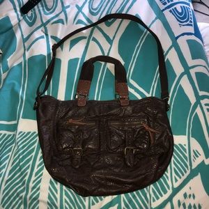 Faux leather messenger bag